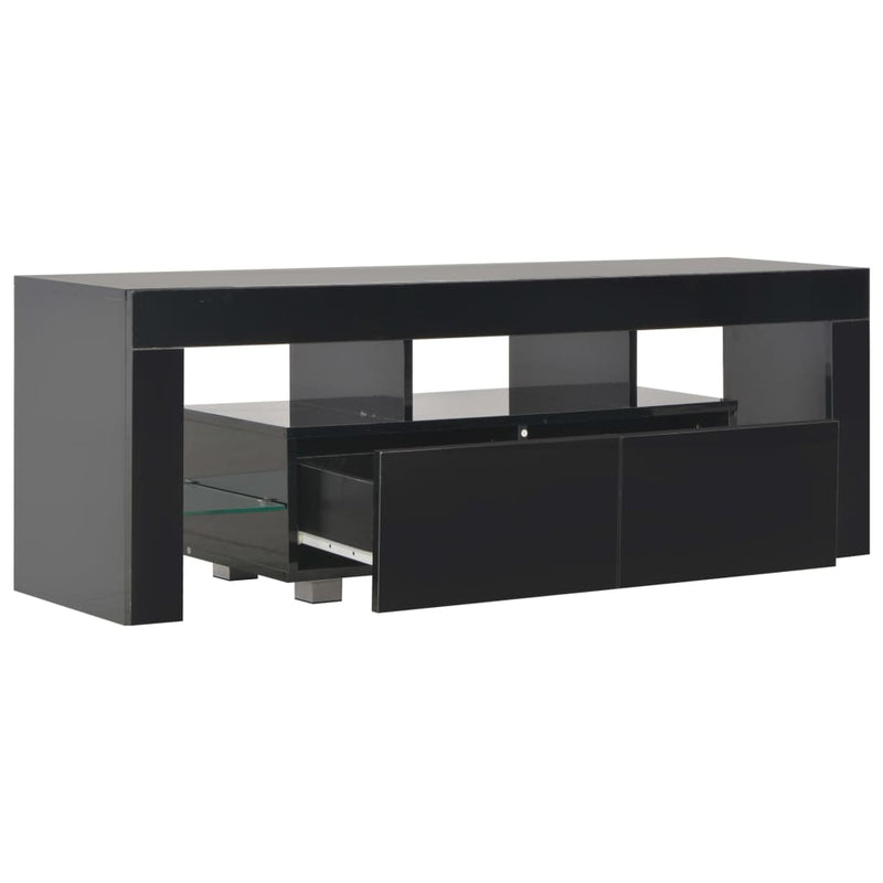 vidaXL TV Cabinet with LED Lights High Gloss Black 130x35x45 cm