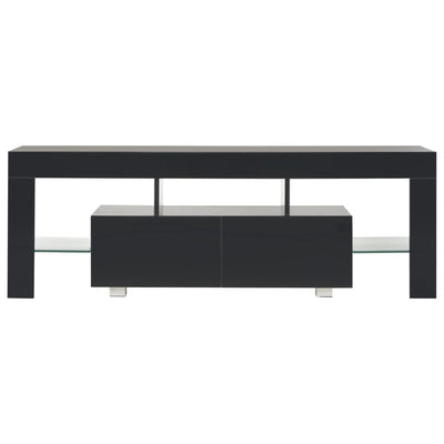 vidaXL TV Cabinet with LED Lights High Gloss Black 130x35x45 cm