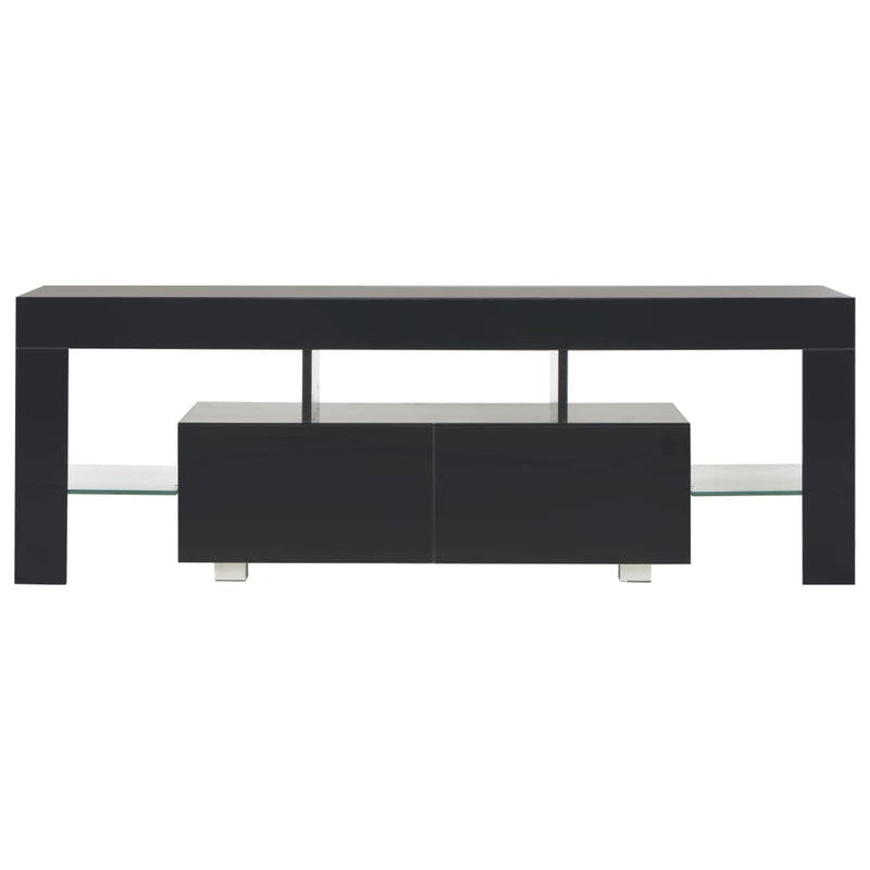 vidaXL TV Cabinet with LED Lights High Gloss Black 130x35x45 cm