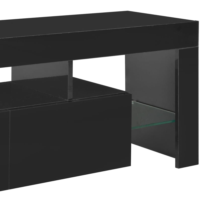 vidaXL TV Cabinet with LED Lights High Gloss Black 130x35x45 cm