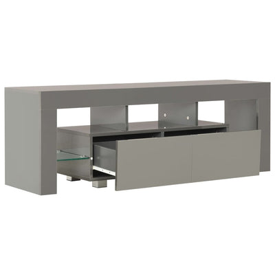 vidaXL TV Cabinet with LED Lights High Gloss Black 130x35x45 cm