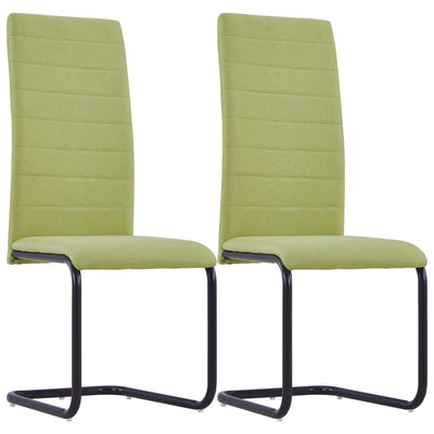 vidaXL Cantilever Dining Chairs 2 pcs Green Fabric