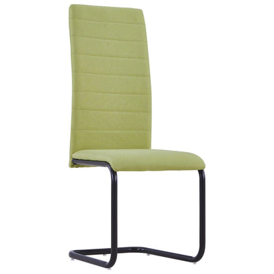 vidaXL Cantilever Dining Chairs 2 pcs Green Fabric