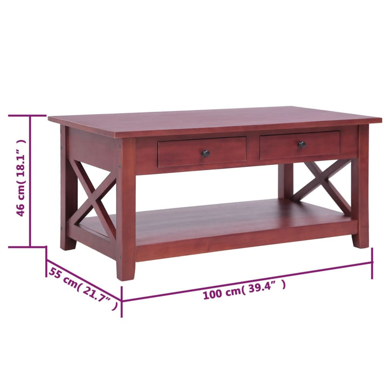 vidaXL Coffee Table Brown 100x55x46 cm Solid Mahogany Wood