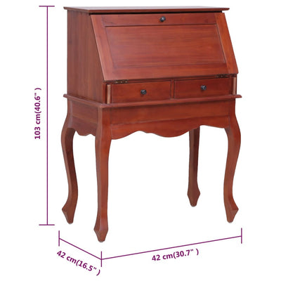 vidaXL Secretary Desk 78x42x103 cm Solid Mahogany Wood