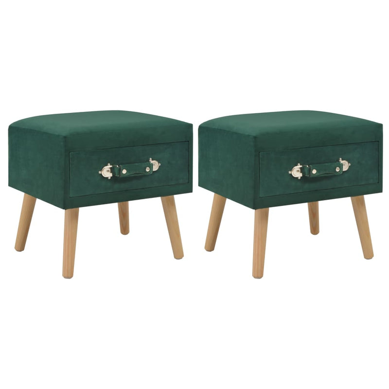 vidaXL Bedside Cabinets 2 pcs Green 40x35x40 cm Velvet