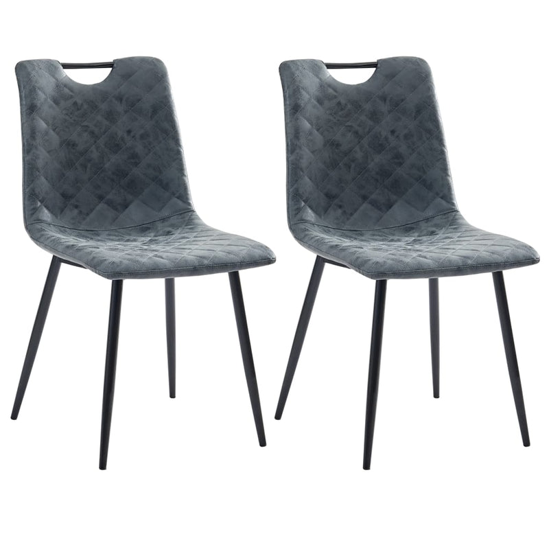 vidaXL Dining Chairs 2 pcs Dark Grey Faux Leather