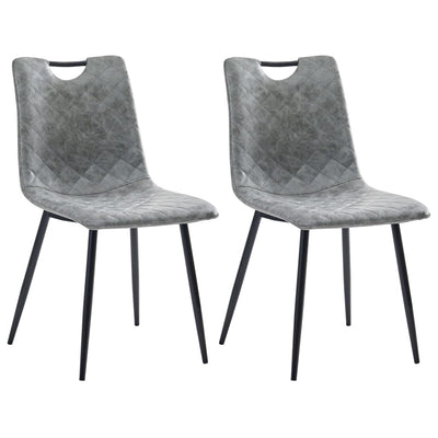 vidaXL Dining Chairs 2 pcs Dark Grey Faux Leather