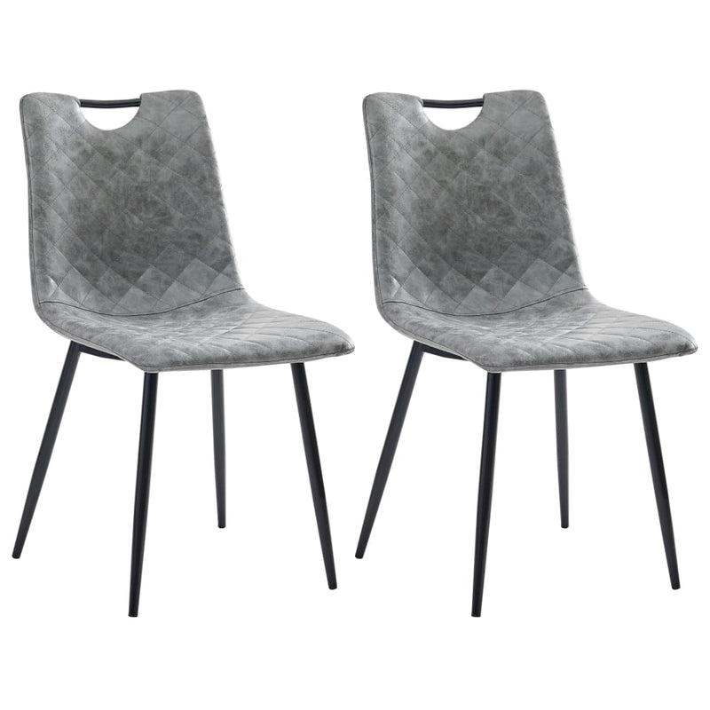 vidaXL Dining Chairs 2 pcs Dark Grey Faux Leather