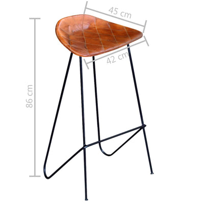 vidaXL Bar Stools 4 pcs Brown Real Leather