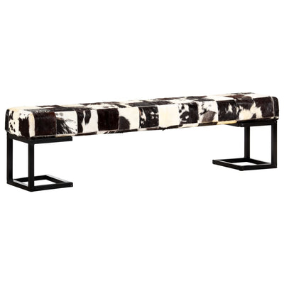 vidaXL Bench 110 cm Black Patchwork Genuine Goat Leather
