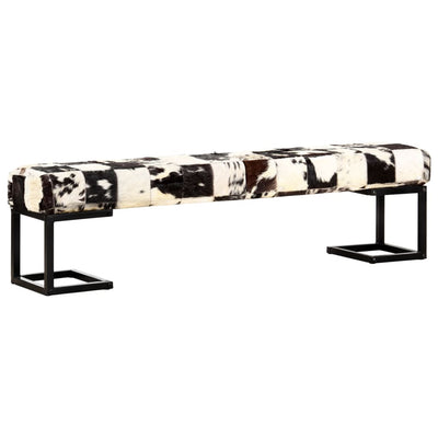 vidaXL Bench 110 cm Black Patchwork Genuine Goat Leather