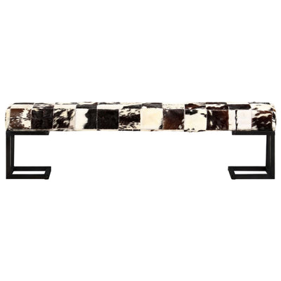vidaXL Bench 110 cm Black Patchwork Genuine Goat Leather