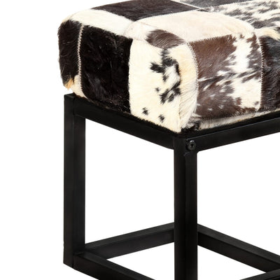 vidaXL Bench 110 cm Black Patchwork Genuine Goat Leather
