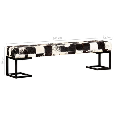 vidaXL Bench 110 cm Black Patchwork Genuine Goat Leather