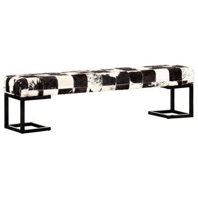 vidaXL Bench 110 cm Black Patchwork Genuine Goat Leather