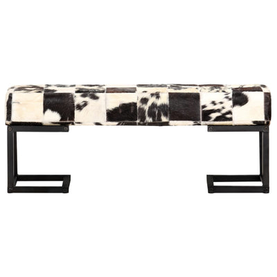 vidaXL Bench 110 cm Black Patchwork Genuine Goat Leather