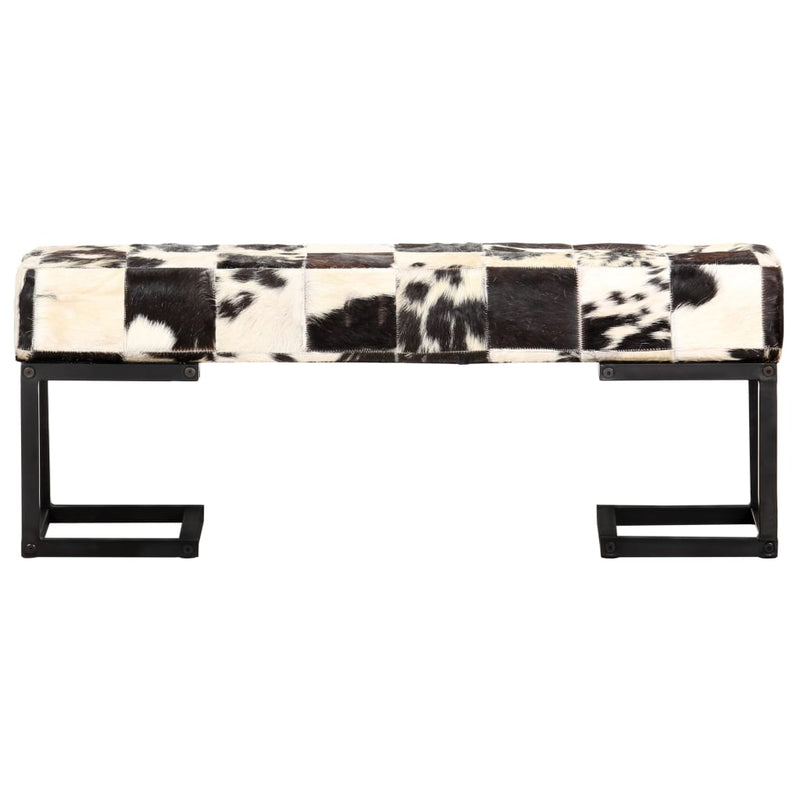 vidaXL Bench 110 cm Black Patchwork Genuine Goat Leather