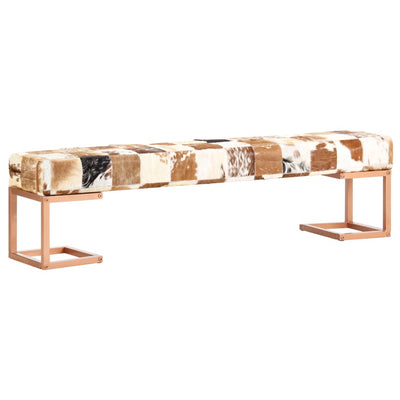 vidaXL Bench 110 cm Black Patchwork Genuine Goat Leather