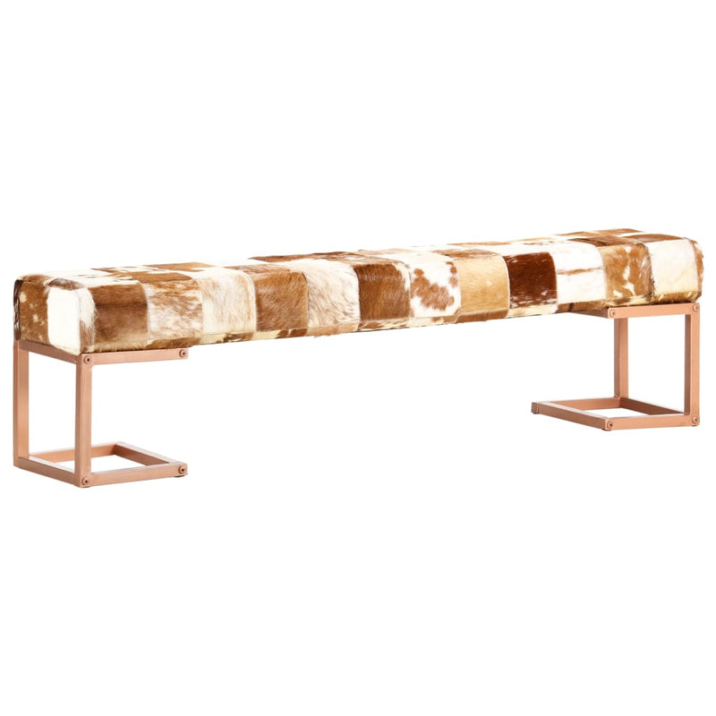 vidaXL Bench 110 cm Black Patchwork Genuine Goat Leather