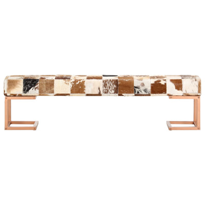 vidaXL Bench 110 cm Black Patchwork Genuine Goat Leather