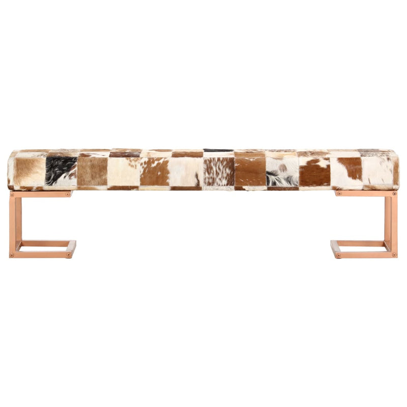 vidaXL Bench 110 cm Black Patchwork Genuine Goat Leather