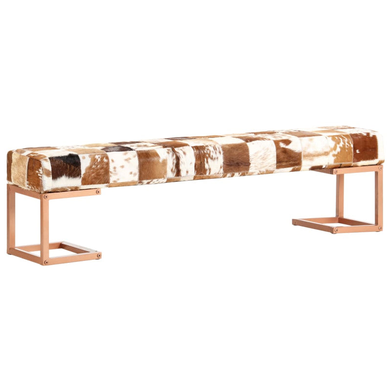 vidaXL Bench 110 cm Black Patchwork Genuine Goat Leather