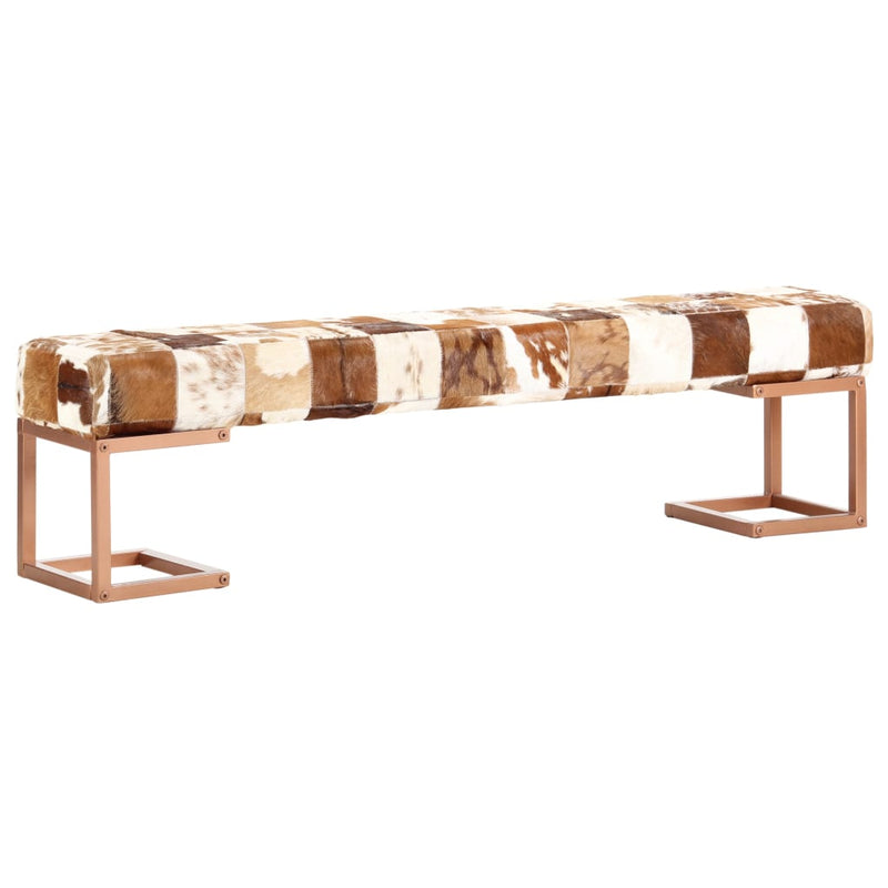 vidaXL Bench 110 cm Black Patchwork Genuine Goat Leather