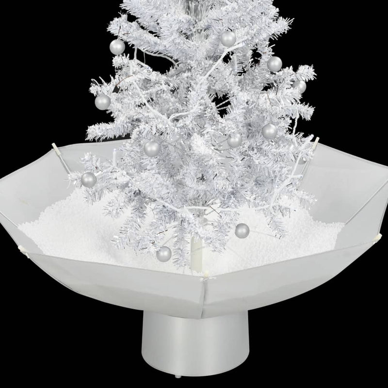 vidaXL Snowing Christmas Tree with Umbrella Base Green 75 cm