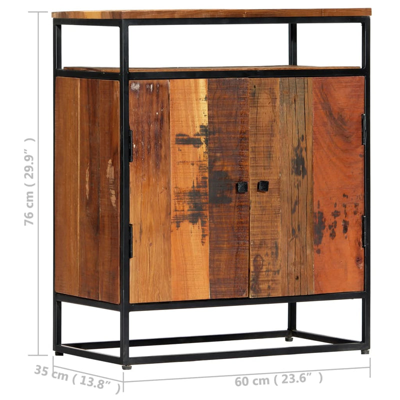 vidaXL Side Cabinet 60x35x76 cm Solid Reclaimed Wood and Steel