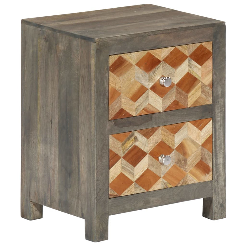 vidaXL Bedside Cabinet Grey 40x30x50 cm Solid Mango Wood