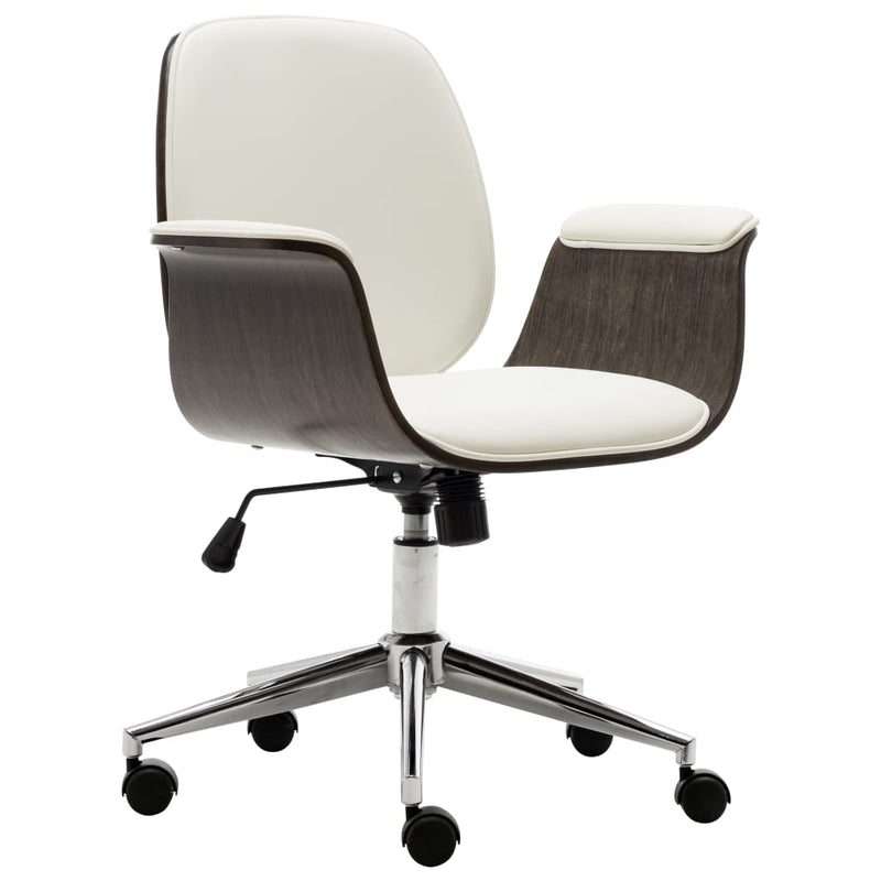 vidaXL Office Chair Cream Bent Wood and Faux Leather