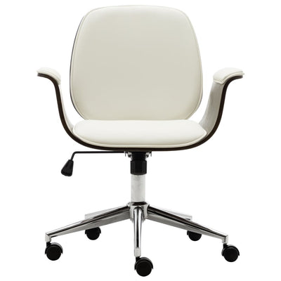 vidaXL Office Chair Cream Bent Wood and Faux Leather