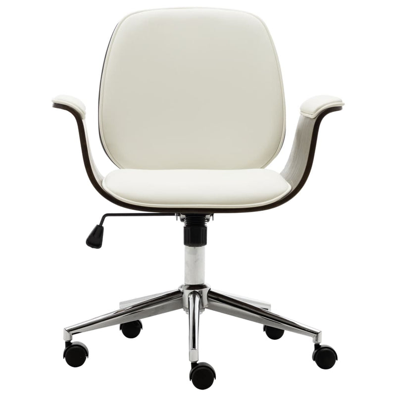 vidaXL Office Chair Cream Bent Wood and Faux Leather