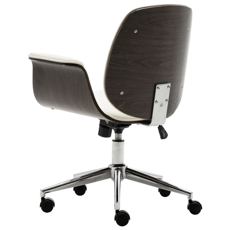 vidaXL Office Chair Cream Bent Wood and Faux Leather