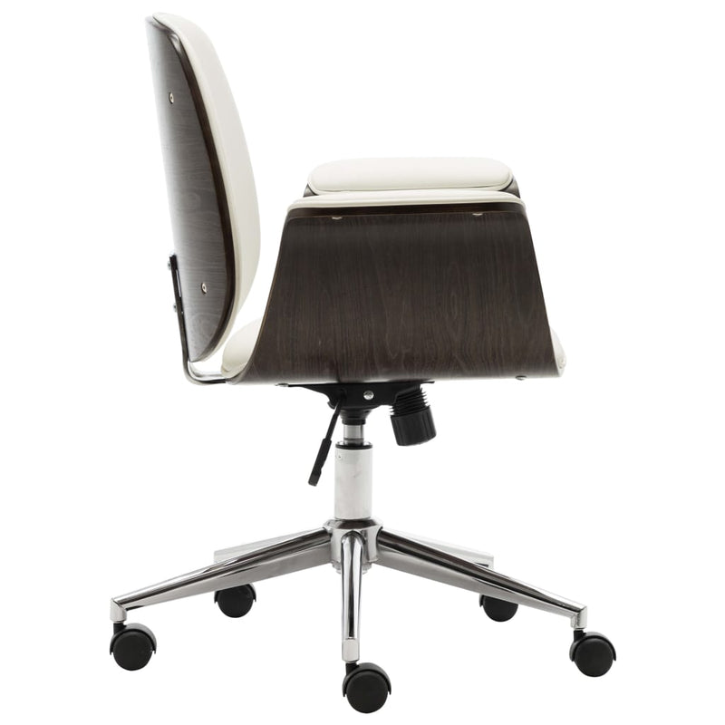 vidaXL Office Chair Cream Bent Wood and Faux Leather
