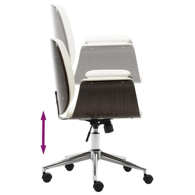 vidaXL Office Chair Cream Bent Wood and Faux Leather