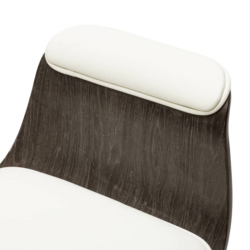 vidaXL Office Chair Cream Bent Wood and Faux Leather