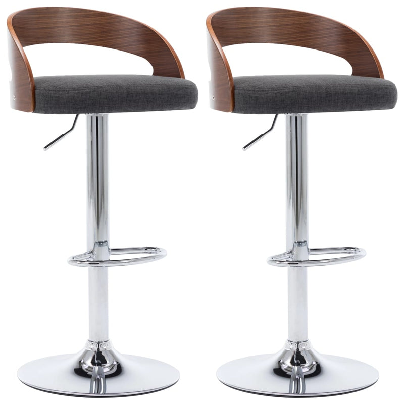 vidaXL Bar Stools 2 pcs Dark Grey Fabric and Bentwood