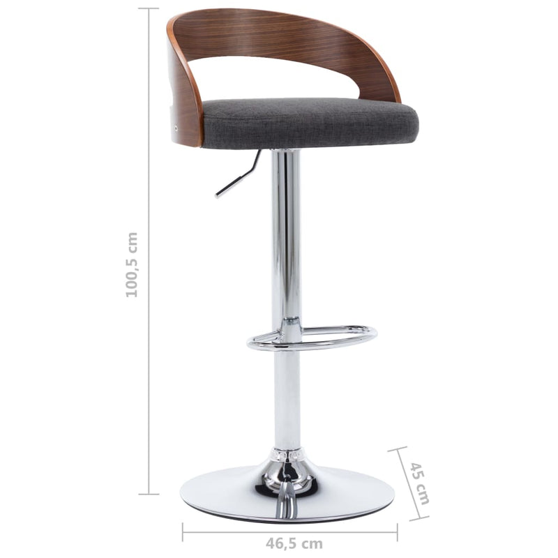 vidaXL Bar Stools 2 pcs Dark Grey Fabric and Bentwood