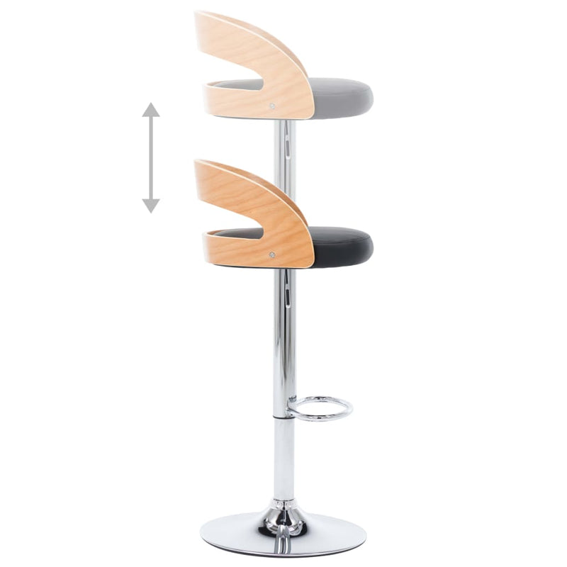 vidaXL Bar Stools 2 pcs Black Faux Leather and Bentwood