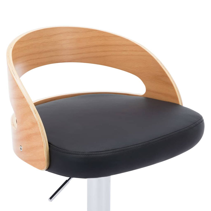vidaXL Bar Stools 2 pcs Black Faux Leather and Bentwood