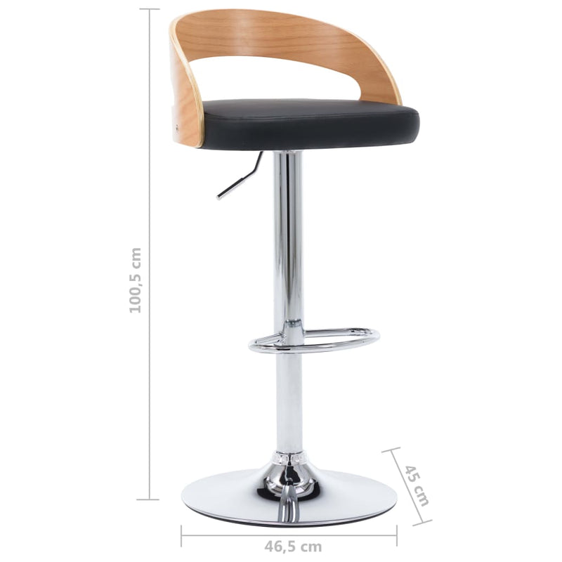 vidaXL Bar Stools 2 pcs Black Faux Leather and Bentwood