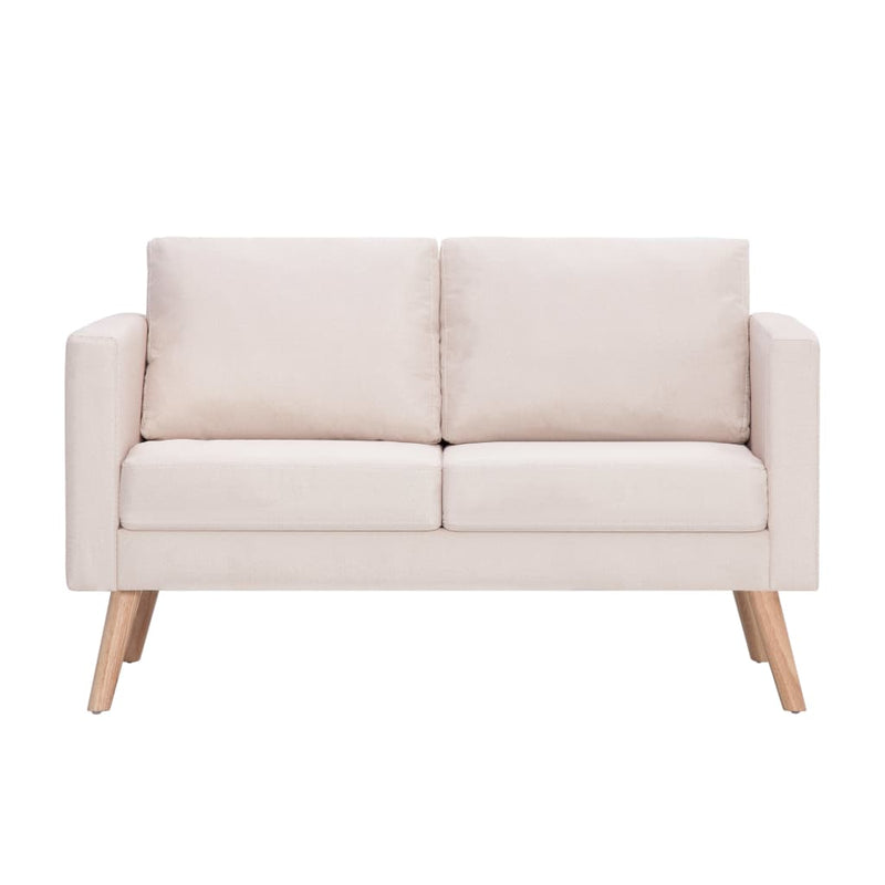 vidaXL 2 Piece Sofa Set Fabric Cream