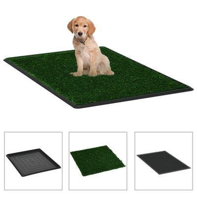 vidaXL Pet Toilet with Tray & Faux Turf Green 76x51x3 cm WC