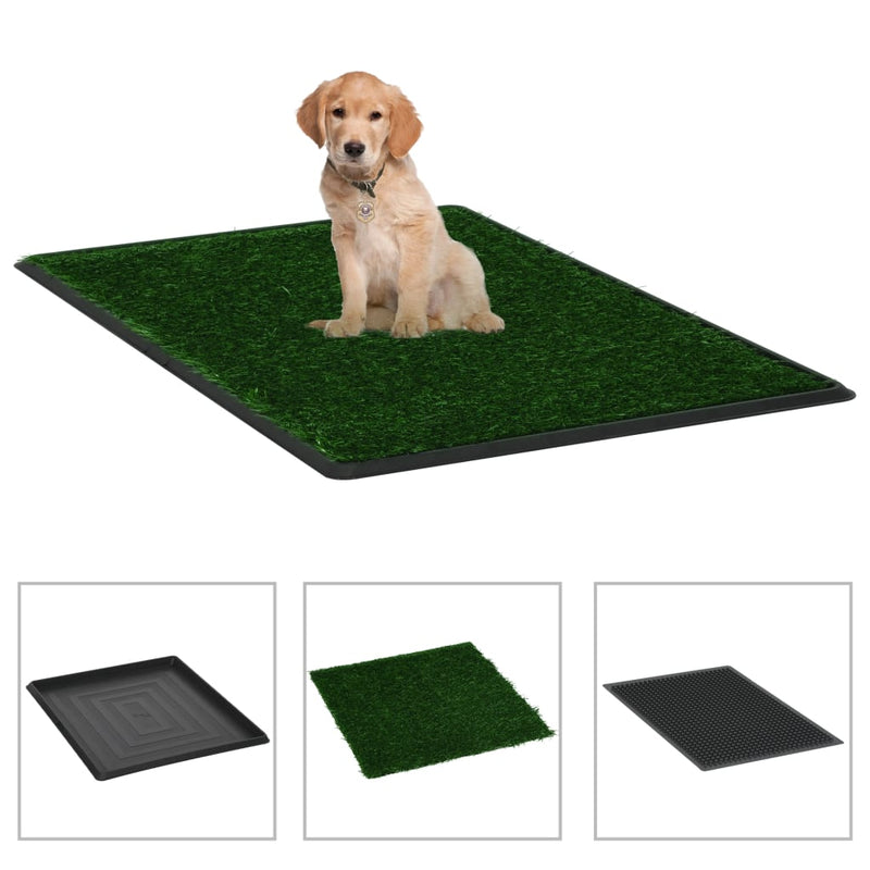 vidaXL Pet Toilet with Tray & Faux Turf Green 76x51x3 cm WC