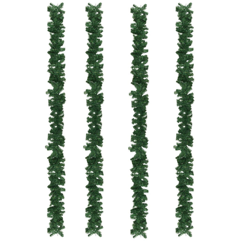 vidaXL Christmas Garlands 4 pcs Green 270 cm PVC