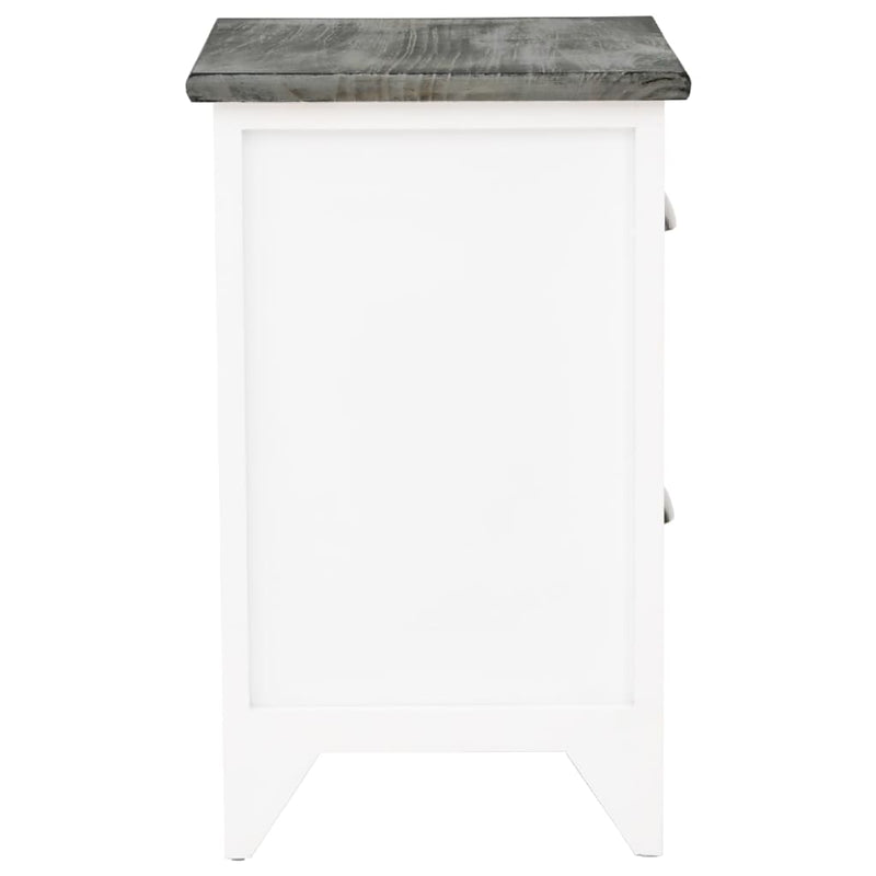 vidaXL Nightstand Grey and White 38x28x45 cm Paulownia Wood