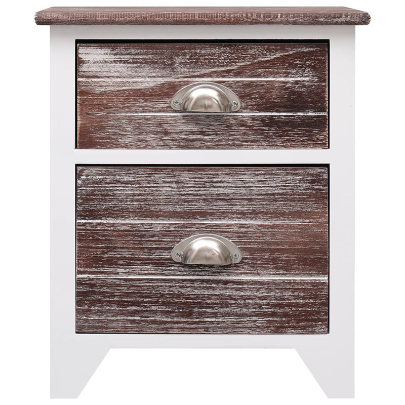 vidaXL Nightstand Brown and White 38x28x45 cm Paulownia Wood