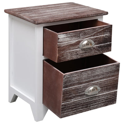vidaXL Nightstand Brown and White 38x28x45 cm Paulownia Wood